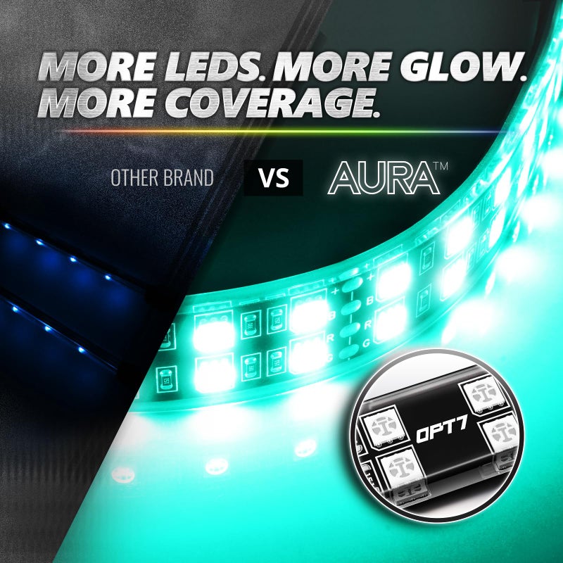 OPT7 Aura Pro 4PC Double LED Interior Car Strip Lights with APP & Remote Control, Multicolor Mode, Sound Active Neon Accent Lighting Kit, Footwell Floor Inside Decor Accessories, 12V Charger Adapter - Image 4